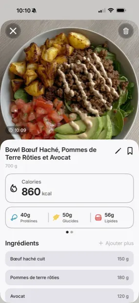 Healthy Guru meal analysis screen